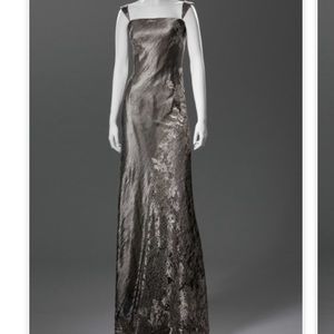 Barney Cheng metallic gray dress Sz 44.